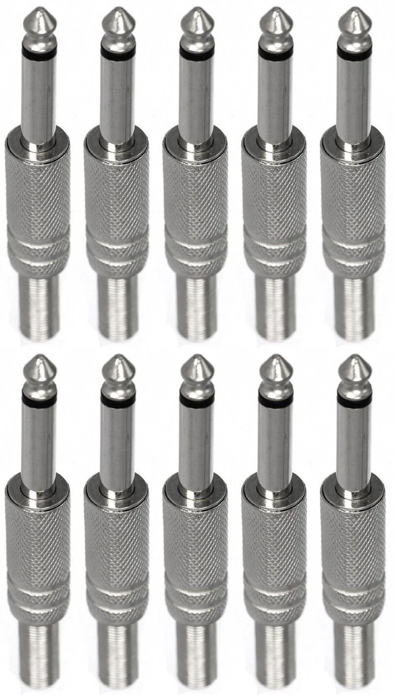 CESS 1/4 Inch TS Audio Phono Tone Male Plug Cable Connector - 1/4" 6.35mm TS Guitar Cable Plug (10 Pack) - Image 3